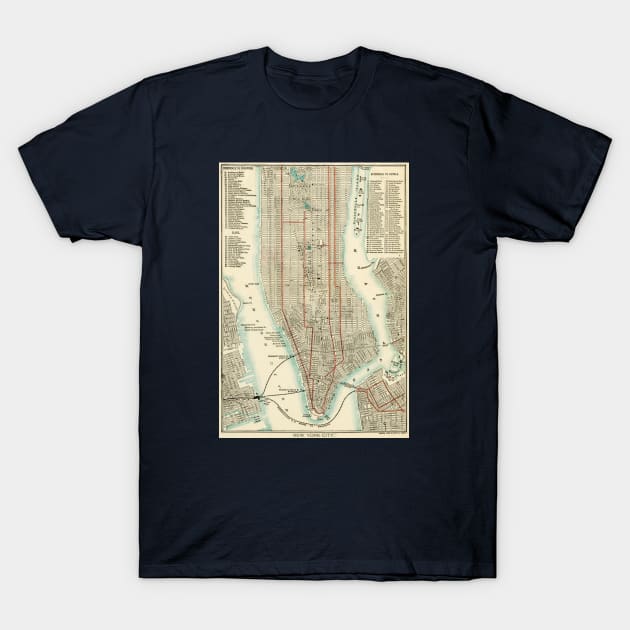 Antique New York City Map T-Shirt by mike11209